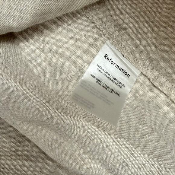 Reformation Noel Sundress Linen Dress Cutout Front Oatmeal Brown Tan 4 - Picture 4 of 7